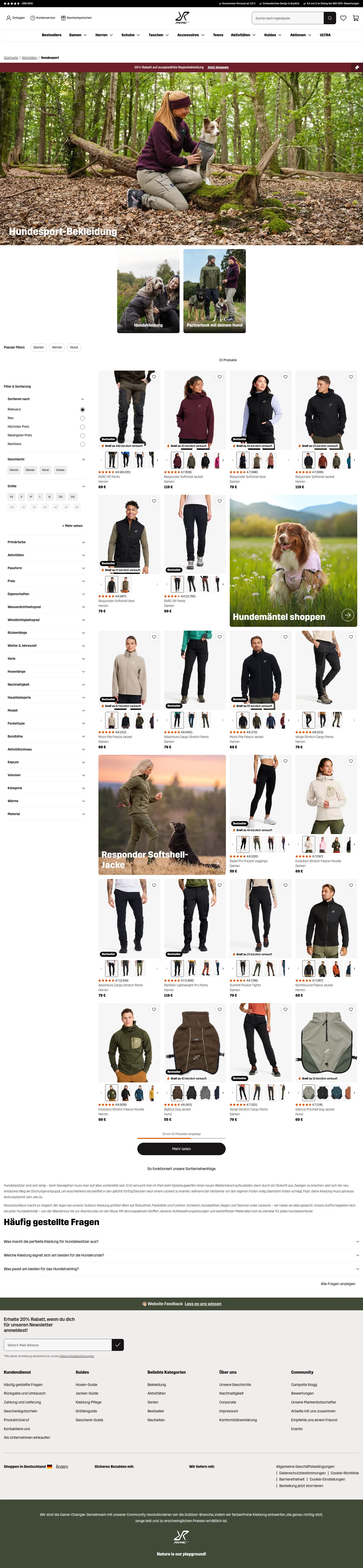 revolutionrace.de/aktivitaten/hundesport on desktop, full screenshot