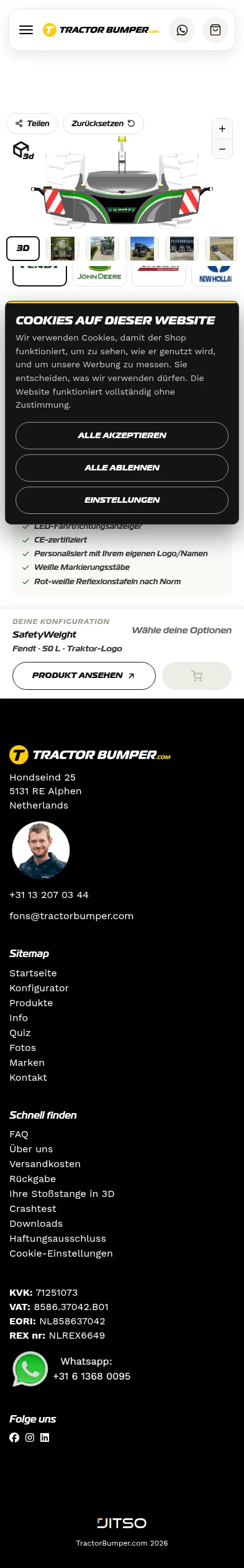 tractorbumper.com/de/auswahlhilfe on mobile, full screenshot