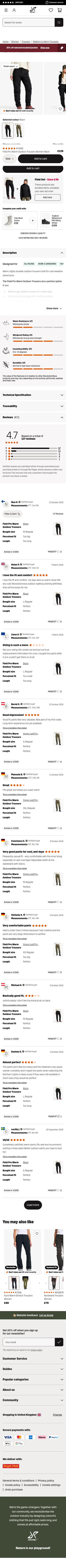 revolutionrace.co.uk/women/trousers/walking-hiking-trousers/field-pro-warm-outdoor-pants-women on mobile, full screenshot