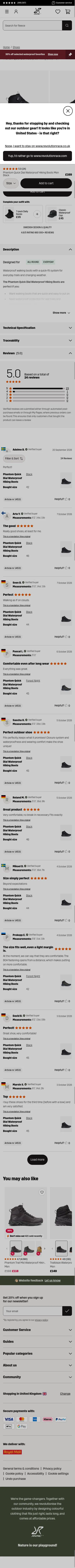 revolutionrace.co.uk/shoes/phantom-quick-dial-waterproof-hiking-boots-men on mobile, full screenshot