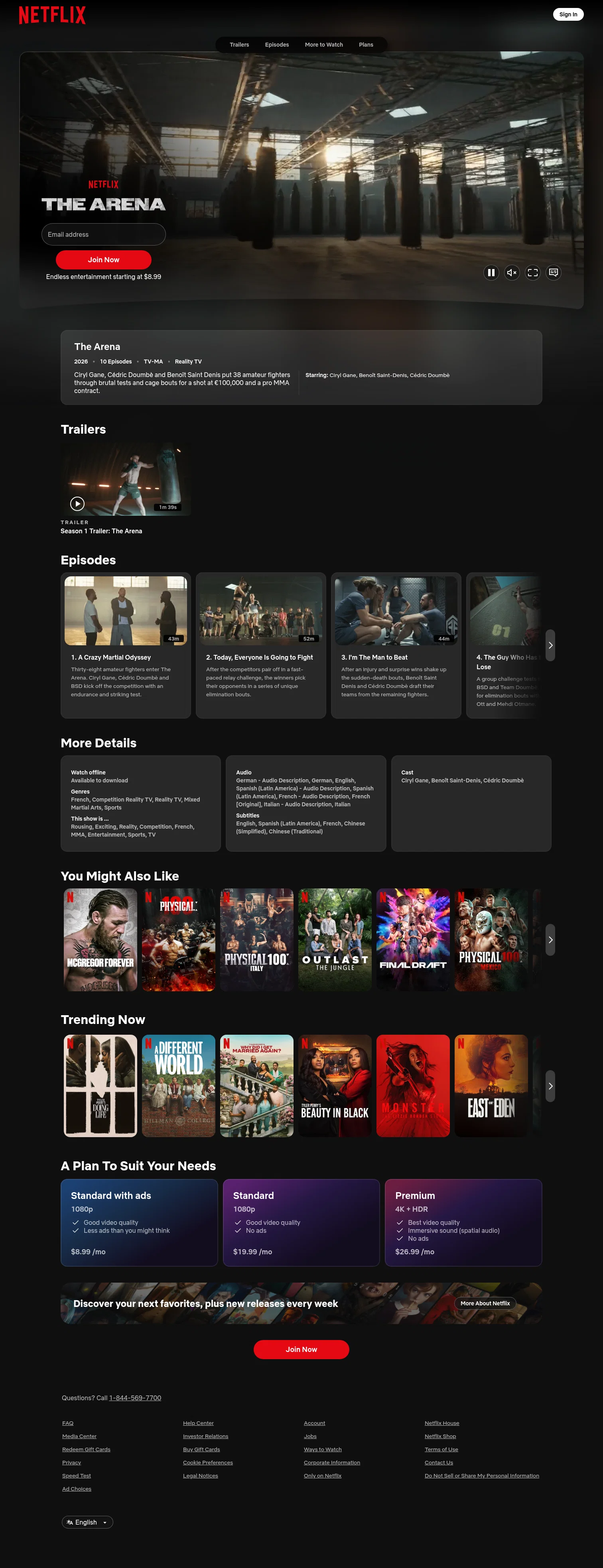 Netflix landing page