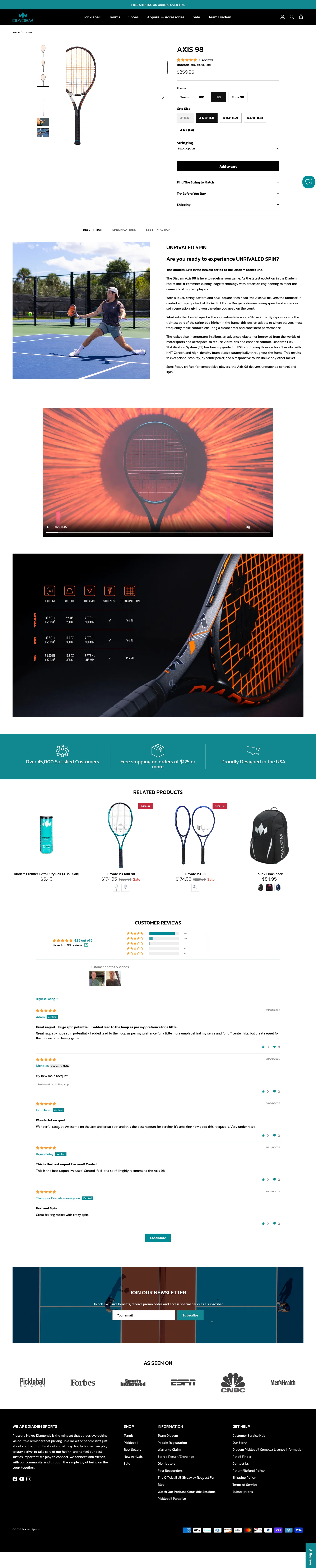 Diadem Sports landing page
