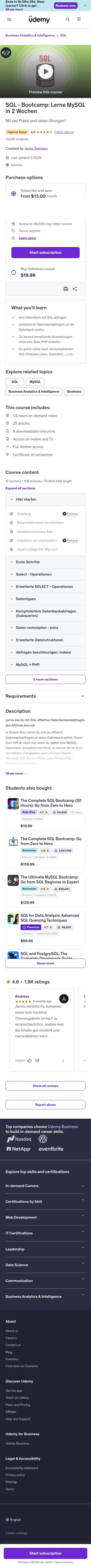 udemy.com/sql-bootcamp on mobile