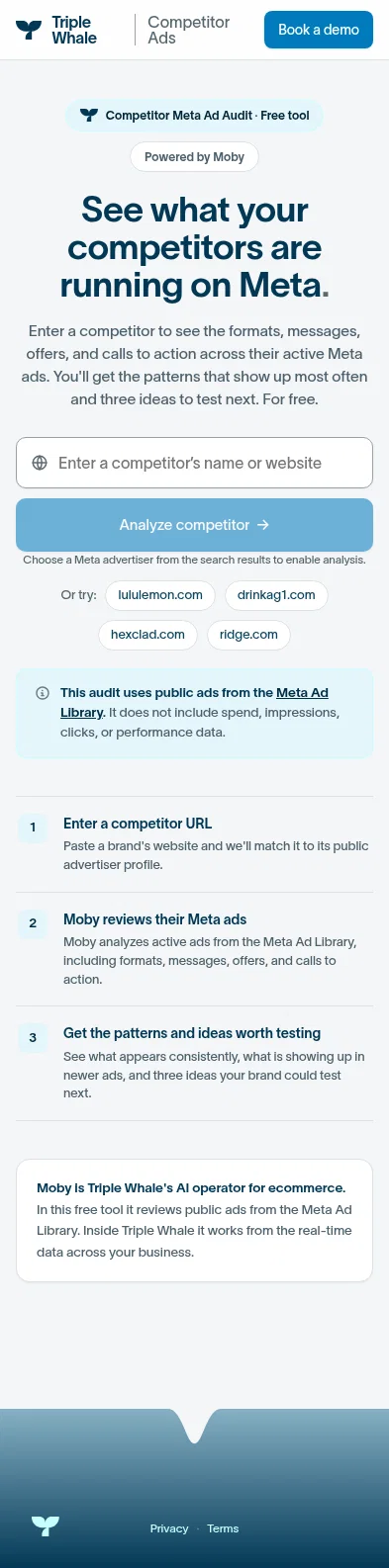 competitor-ads-tool.triplewhalelabs.com on mobile