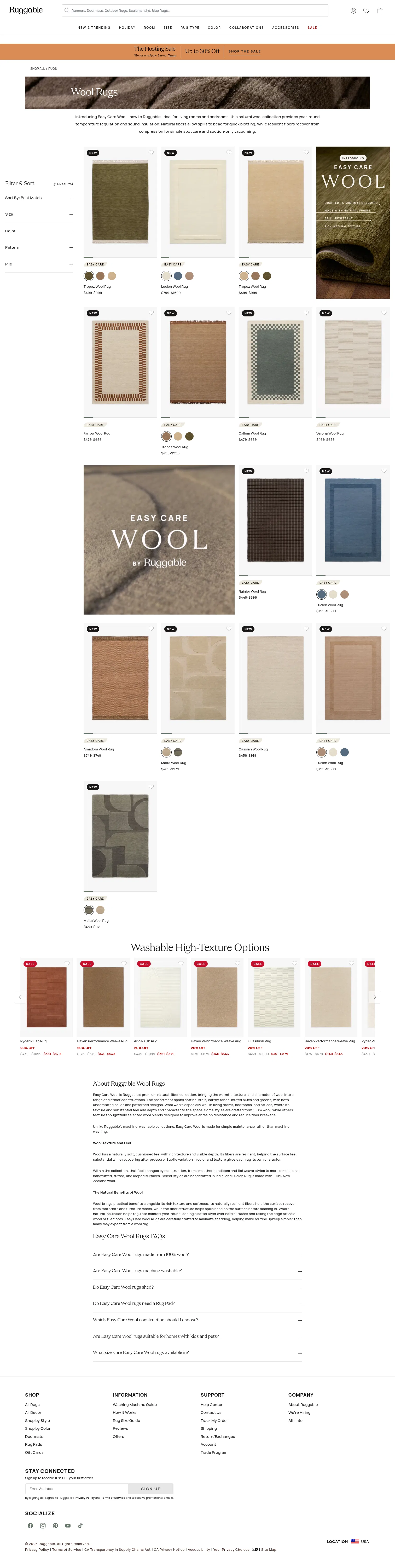 ruggable.com/collections/wool-rugs on desktop, full screenshot
