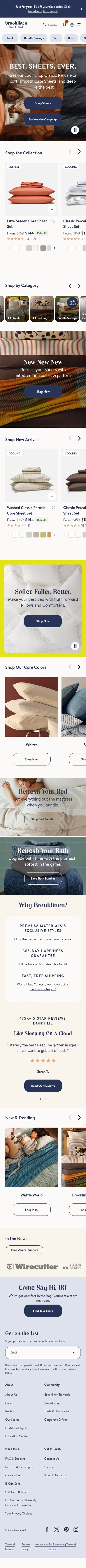 brooklinen.com on mobile