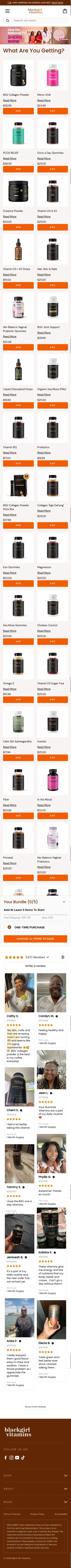 blackgirlvitamins.co/pages/builder on mobile, full screenshot