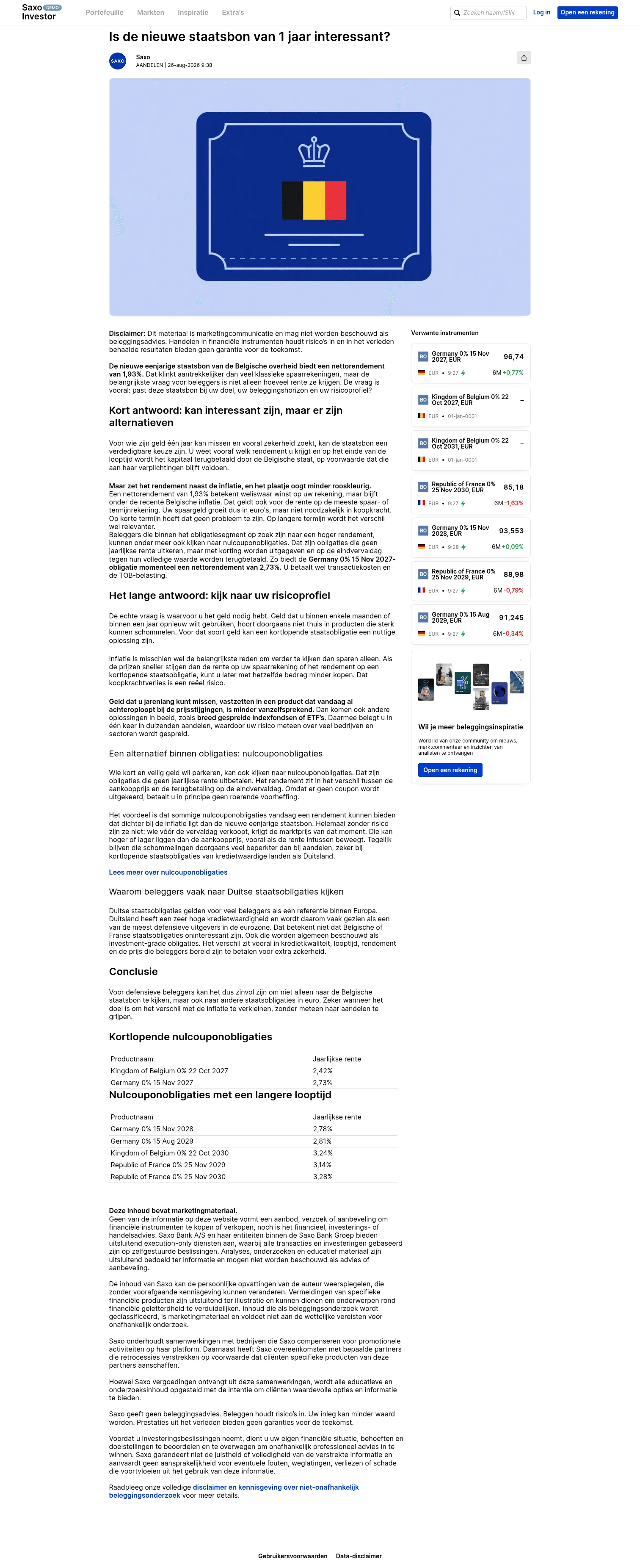 saxoinvestor.be/sim/investor-demo/InvestorDemo-NL-BE/article/9c86580d-a877-41bc-a4c1-ee406aab6cc1 on desktop, full screenshot