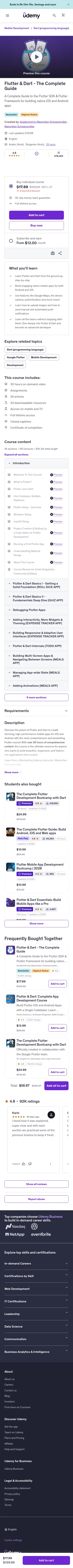 udemy.com/learn-flutter-dart-to-build-ios-android-apps on mobile, full screenshot