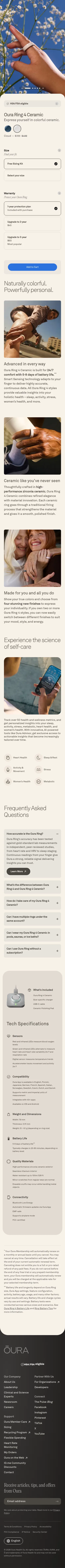 ouraring.com/store/rings/oura-ring-4-ceramic/cloud on mobile, full screenshot