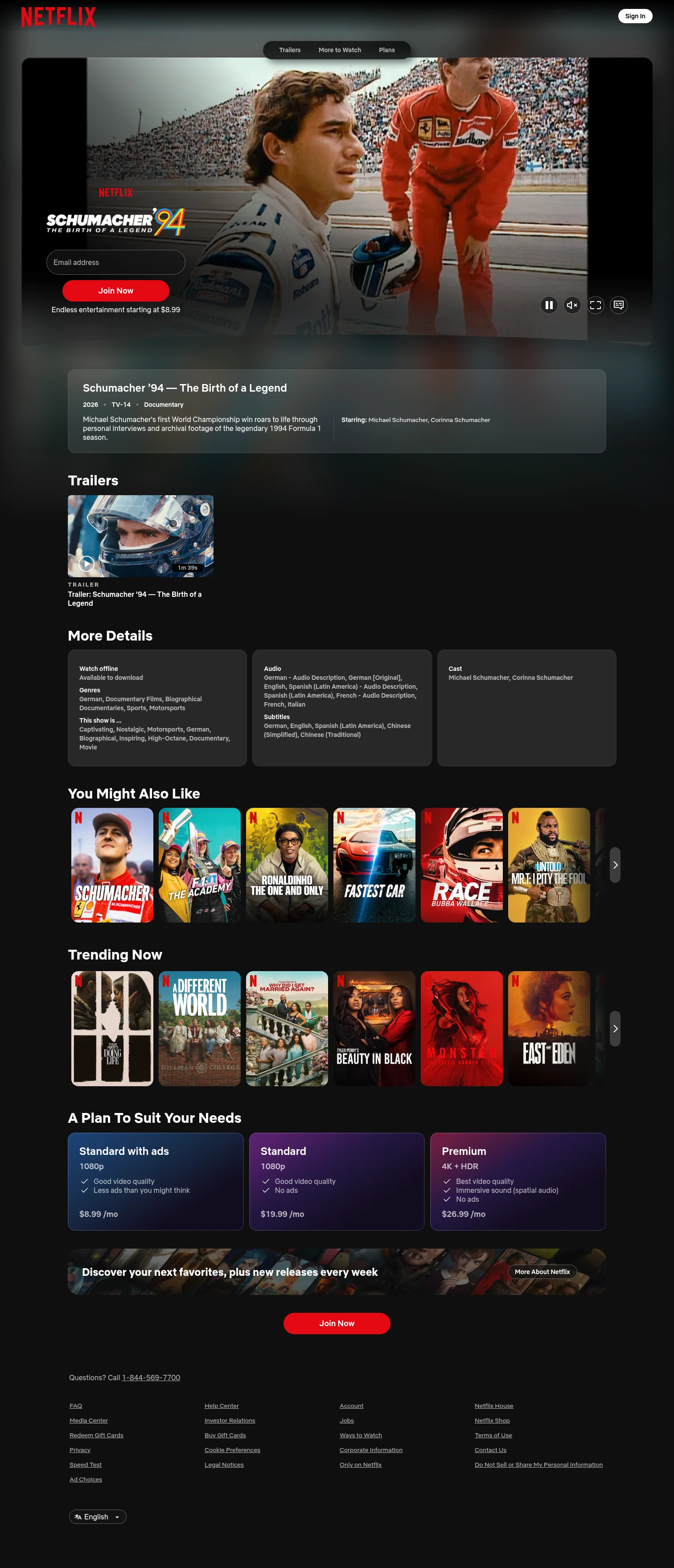 Netflix landing page