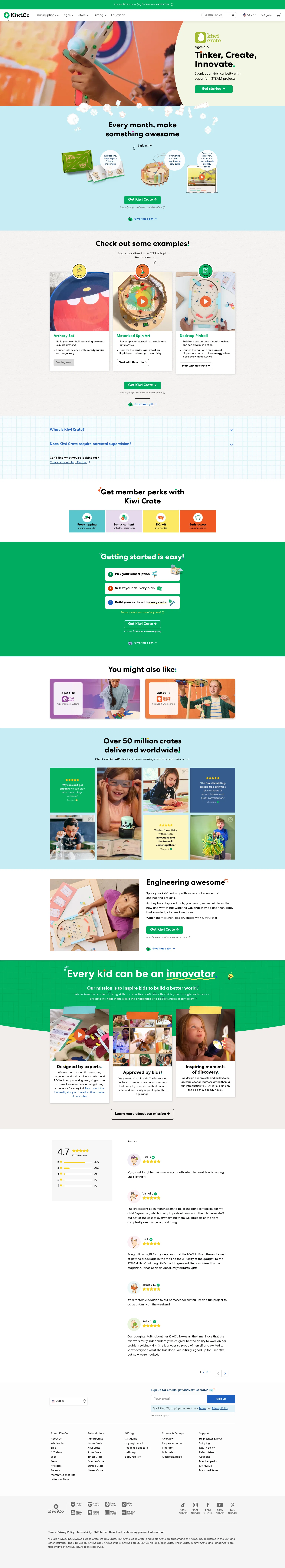 KiwiCo landing page