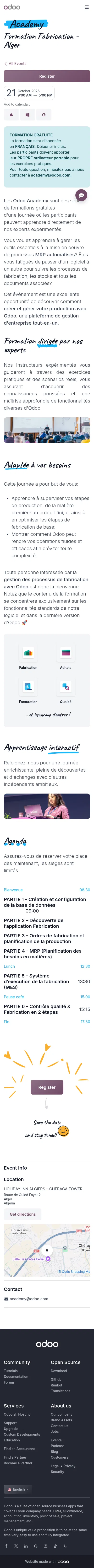 odoo.com/event/formation-fabrication-alger-12446/register on mobile, full screenshot