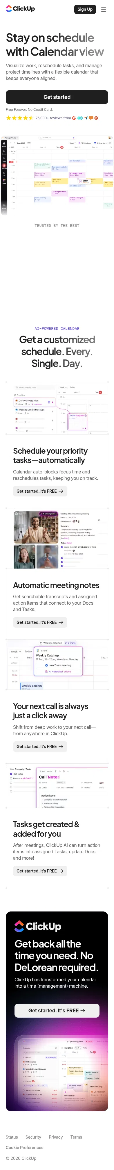 clickup.com/lp/features/calendar-view on mobile, full screenshot