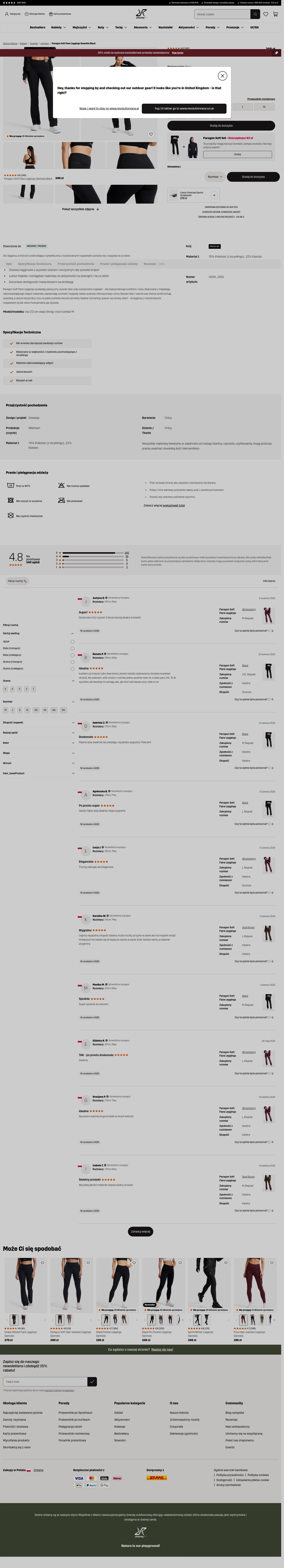 revolutionrace.pl/kobiety/spodnie/legginsy/paragon-soft-flare-leggings-women on desktop, full screenshot