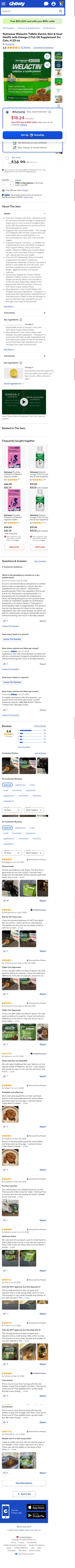 chewy.com/nutramax-welactin-tidbits-skin-coat/dp/3969142 on mobile, full screenshot