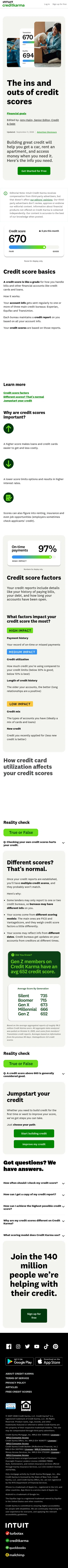 creditkarma.com/lp/the-ins-and-outs-of-credit-scores-v2 on mobile, full screenshot