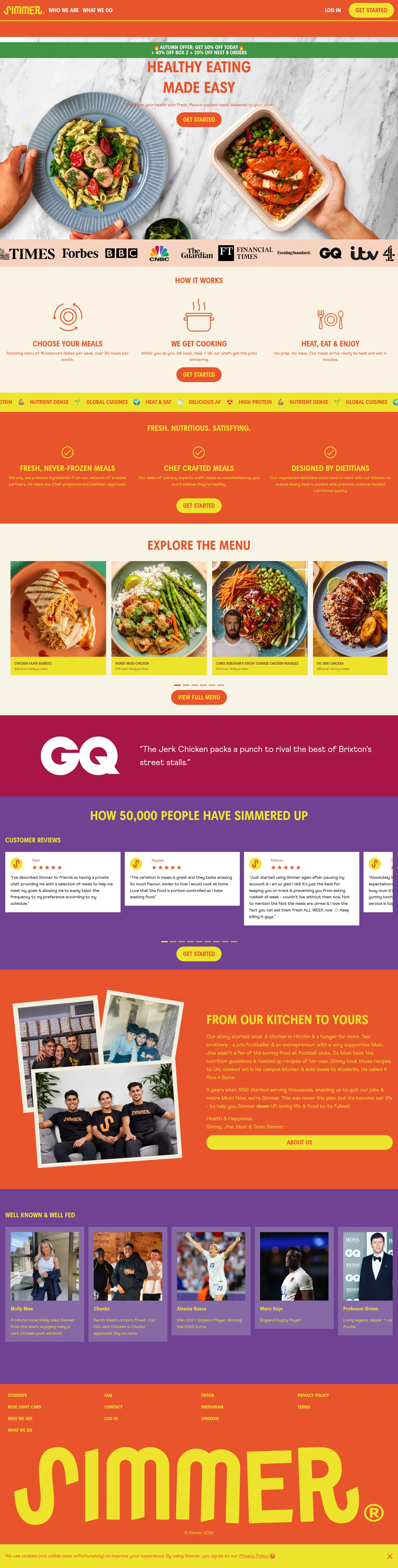 Simmer landing page