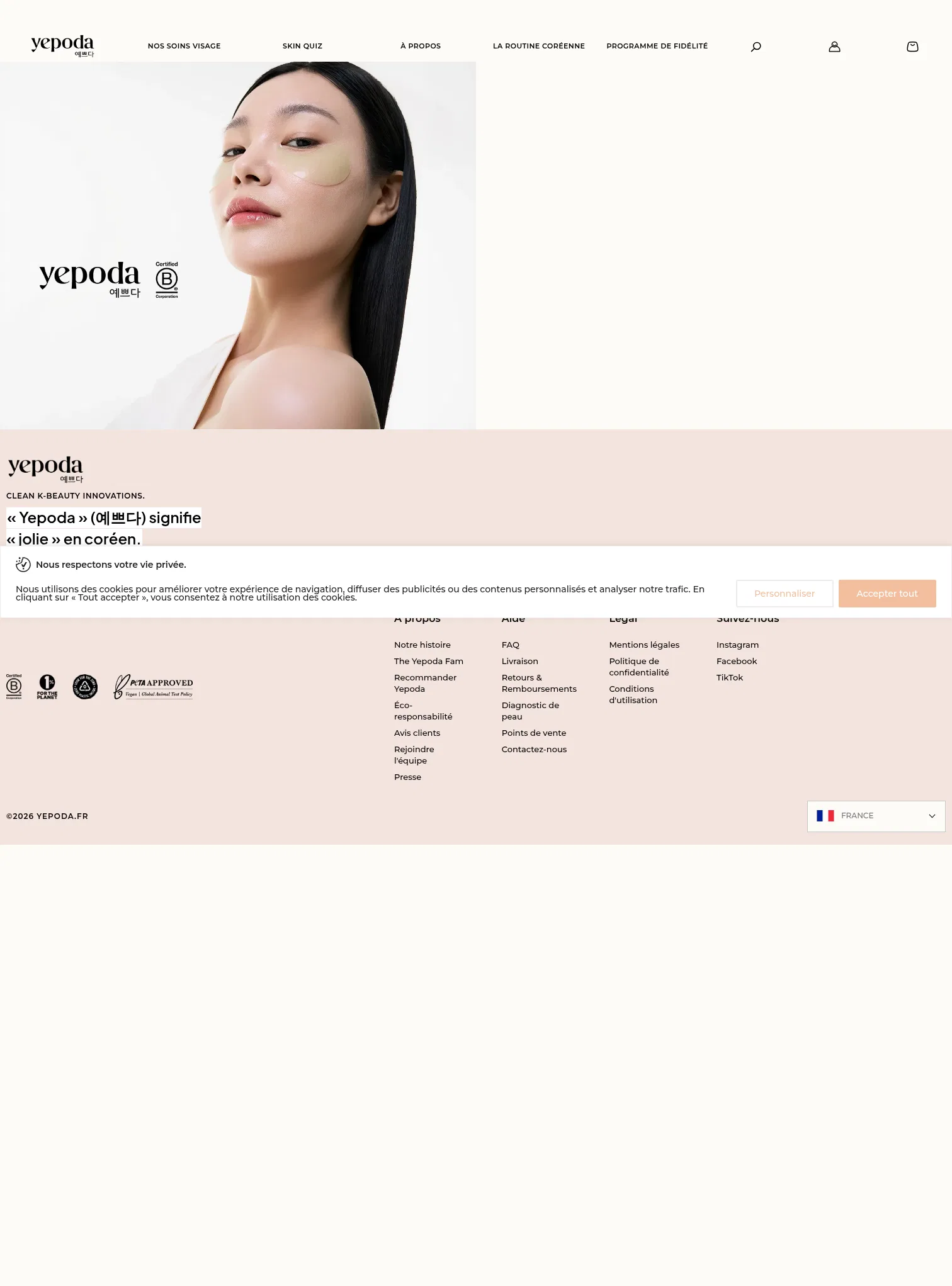 yepoda.fr/pages/yepoda-routine-finder on desktop, full screenshot