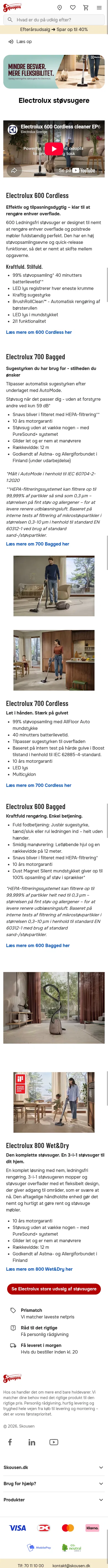 skousen.dk/pb/electrolux-stoevsuger on mobile, full screenshot