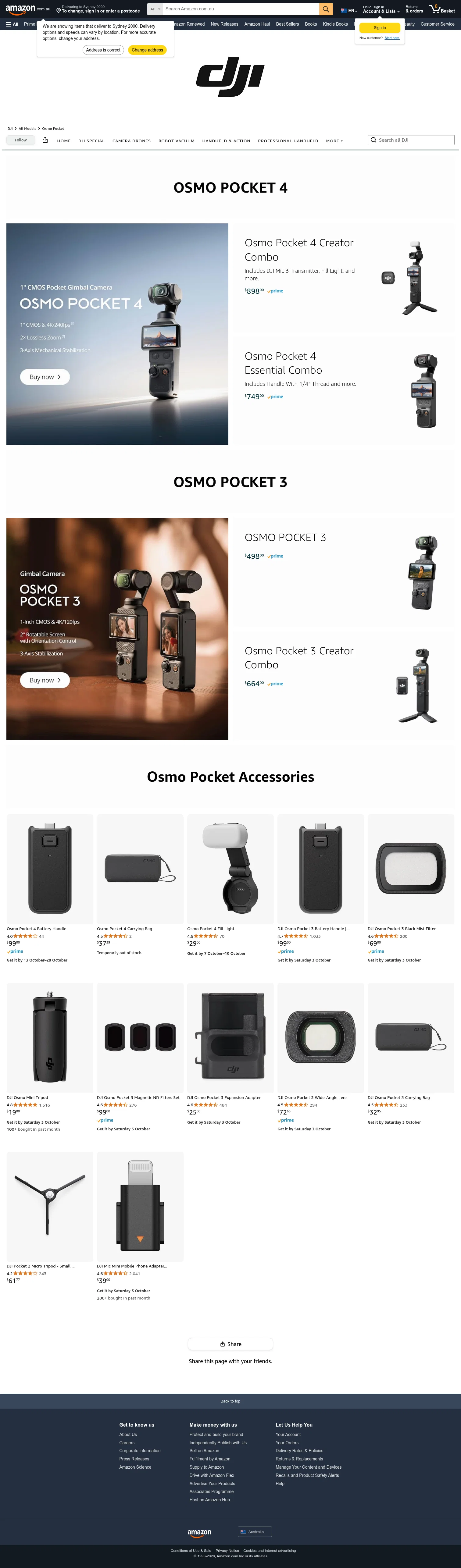 amazon.com.au/stores/DJI/page/3DD427D7-6A32-4A25-8FB2-93EEA2CF340D on desktop