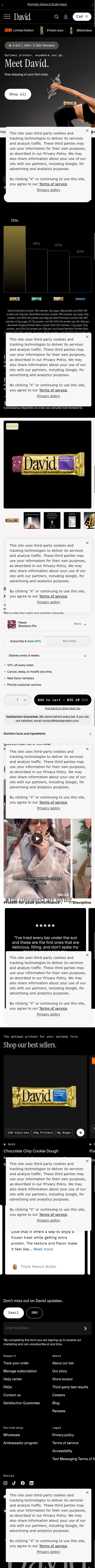 davidprotein.com/pages/meet-david on mobile, full screenshot