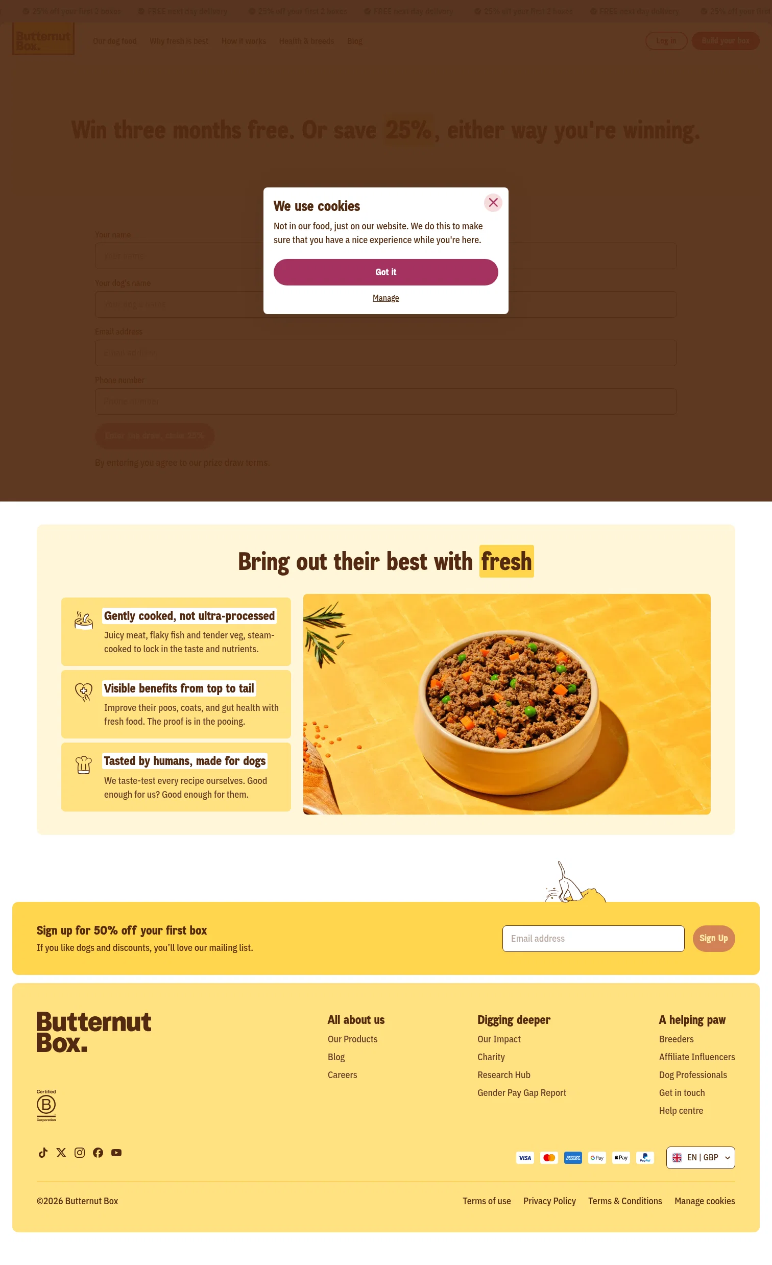 Butternut Box landing page
