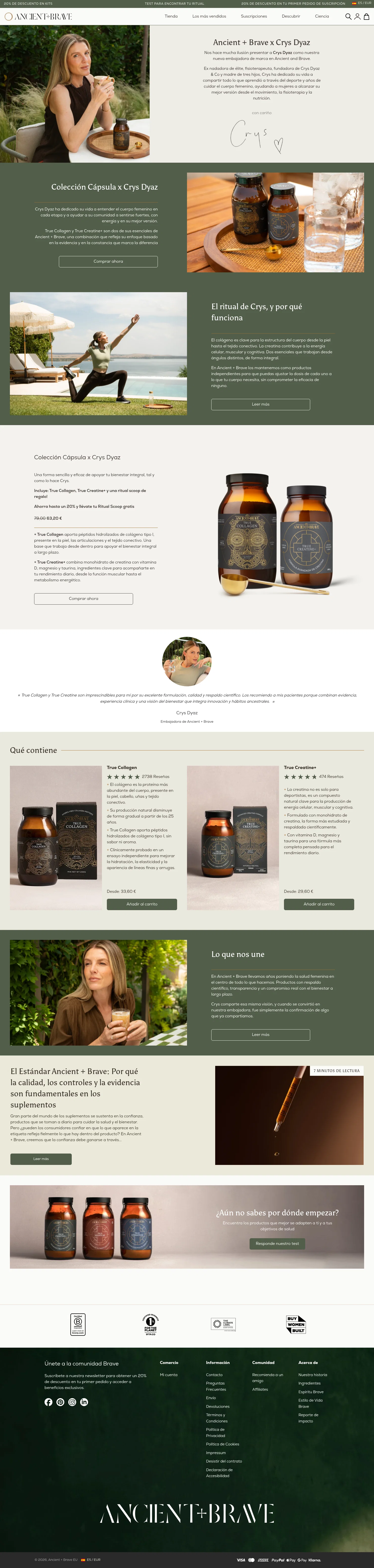 Ancient + Brave landing page