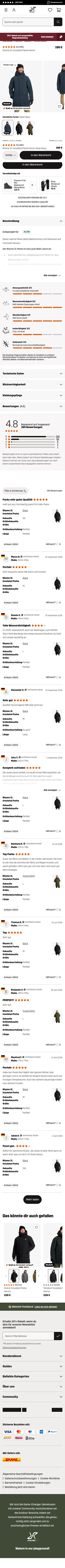 revolutionrace.de/herren/jacken/winterjacken/rhyme-2l-insulated-parka-men on mobile, full screenshot