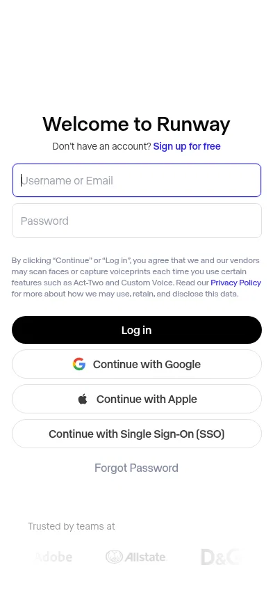 app.runwayml.com/settings/billing on mobile