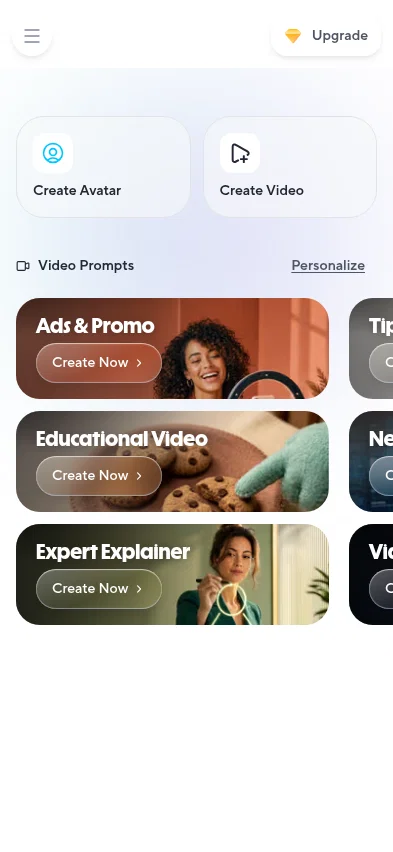 app.heygen.com/home on mobile