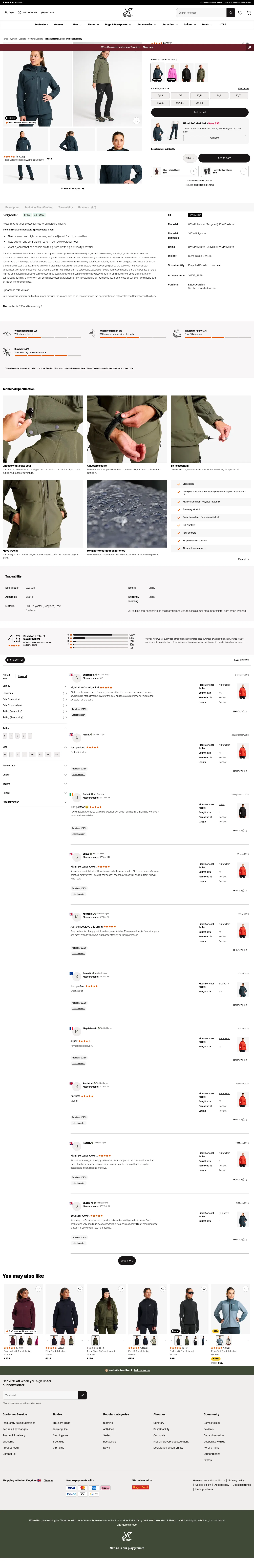 revolutionrace.co.uk/women/jackets/softshell-jackets/hiball-softshell-jacket-women on desktop, full screenshot