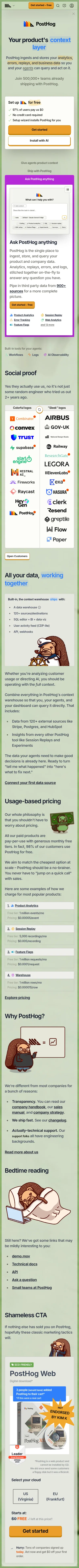 posthog.com on mobile, full screenshot
