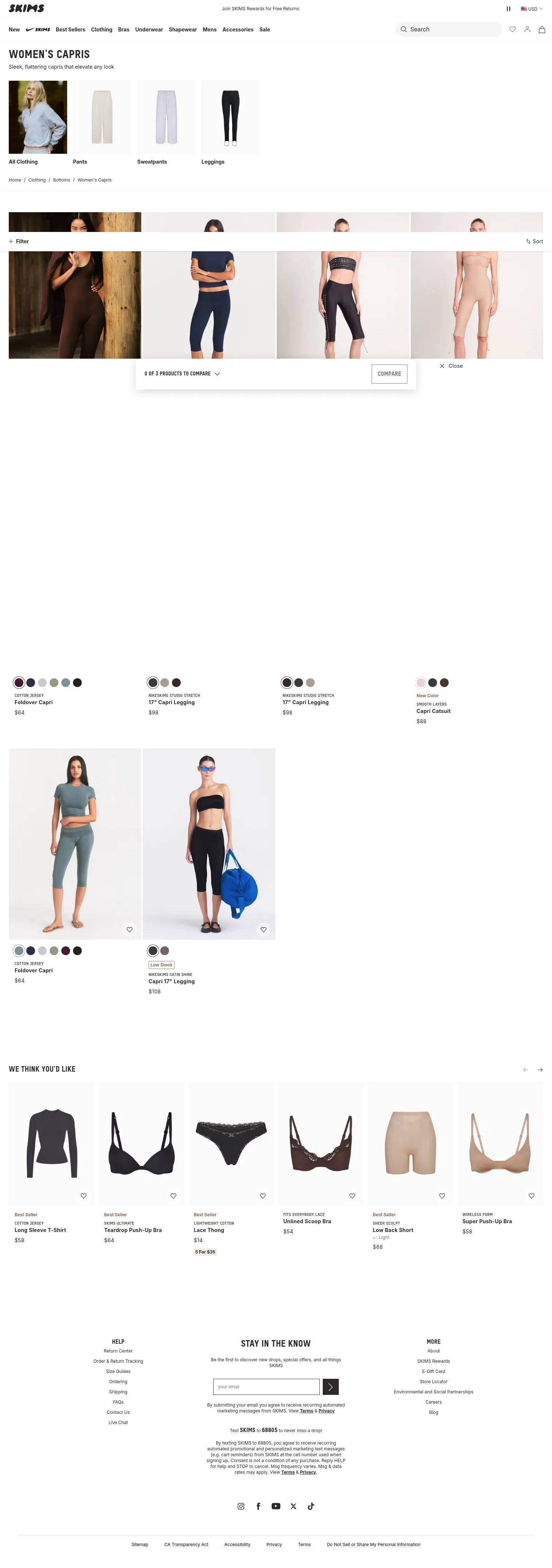 skims.com/collections/capris on desktop, full screenshot