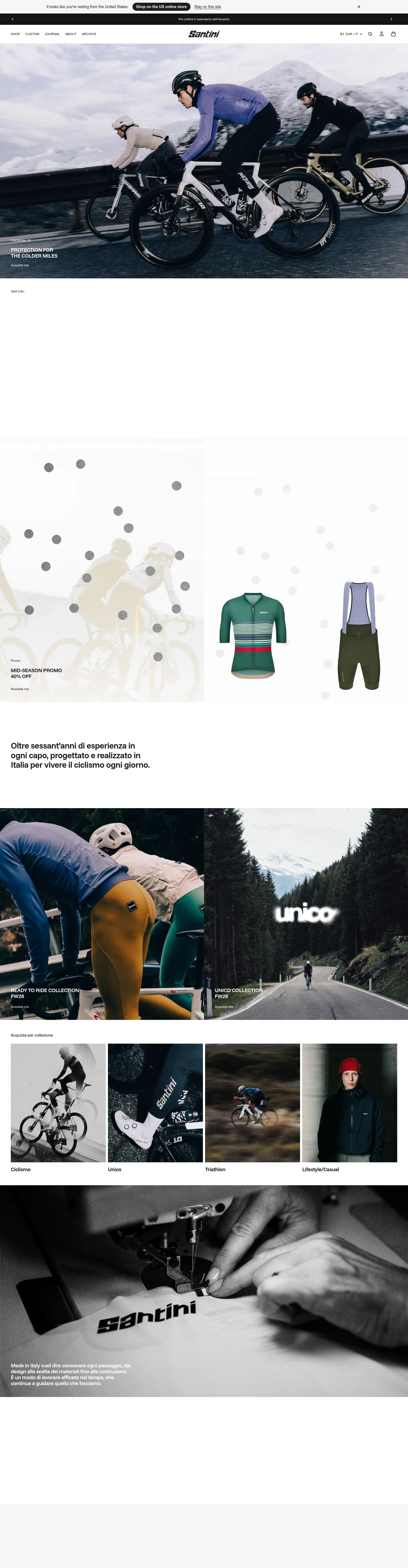 santinicycling.com on desktop, full screenshot