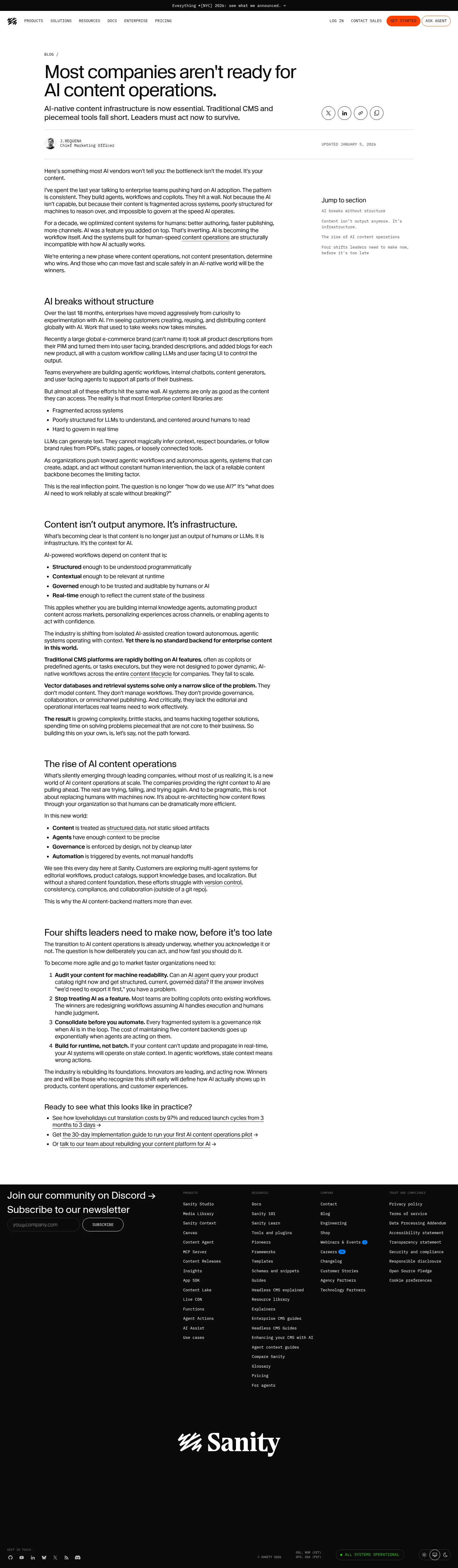 sanity.io/blog/the-quiet-reshape-of-content-operations on desktop