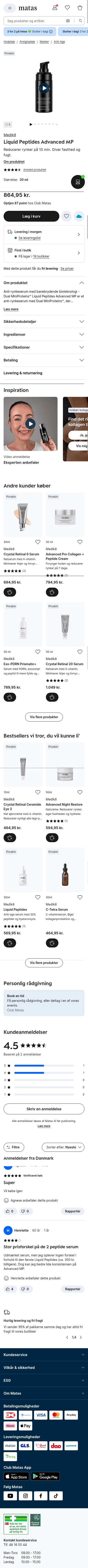 matas.dk/medik8-liquid-peptides-advanced-mp on mobile, full screenshot