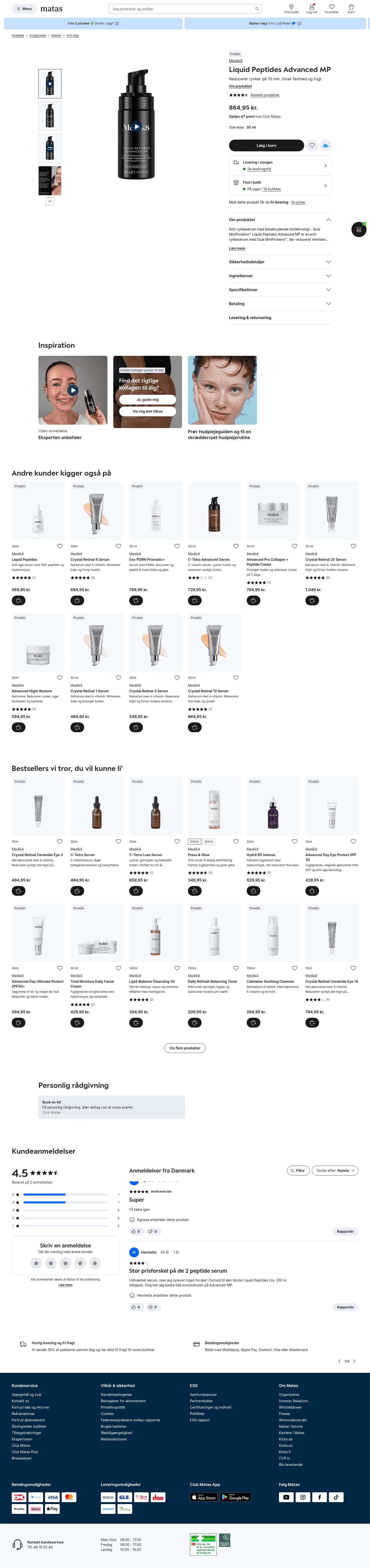 matas.dk/medik8-liquid-peptides-advanced-mp on desktop, full screenshot