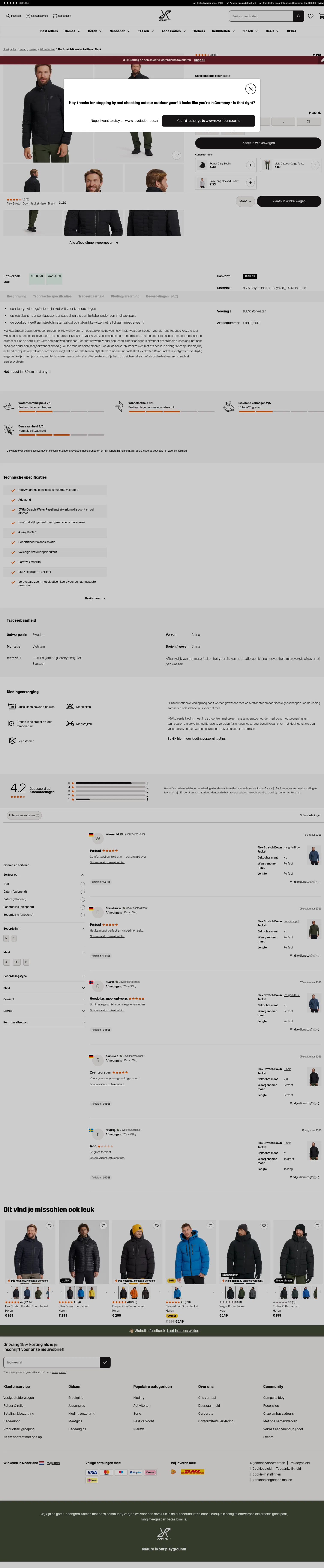 revolutionrace.nl/heren/jassen/winterjassen/flex-stretch-down-jacket-men on desktop, full screenshot