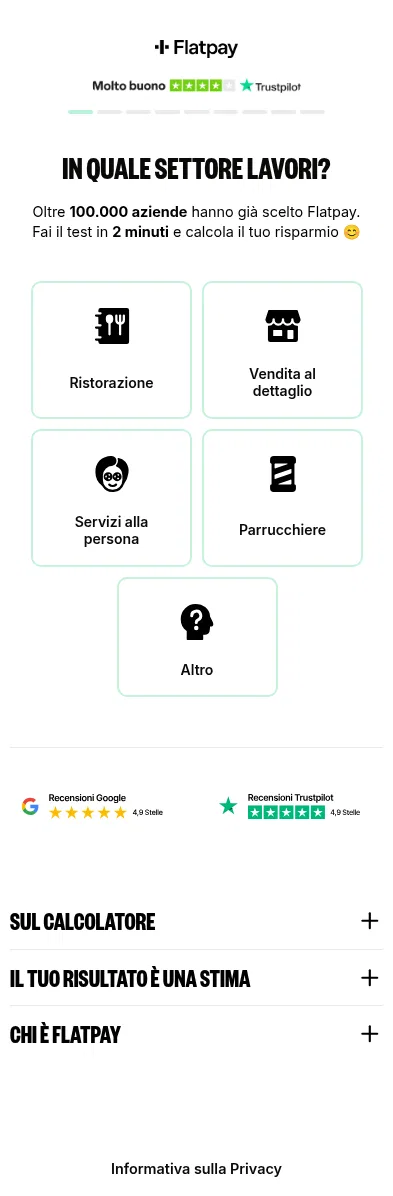 flow.flatpay.com/meta-inizia on mobile, full screenshot