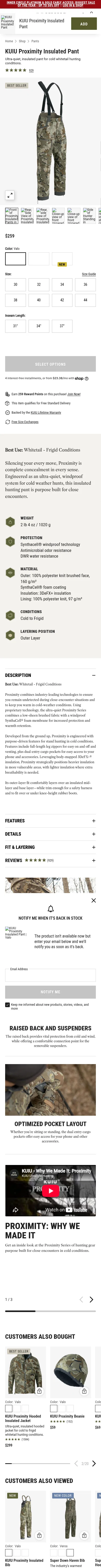 kuiu.com/products/proximity-insulated-pant-valo on mobile