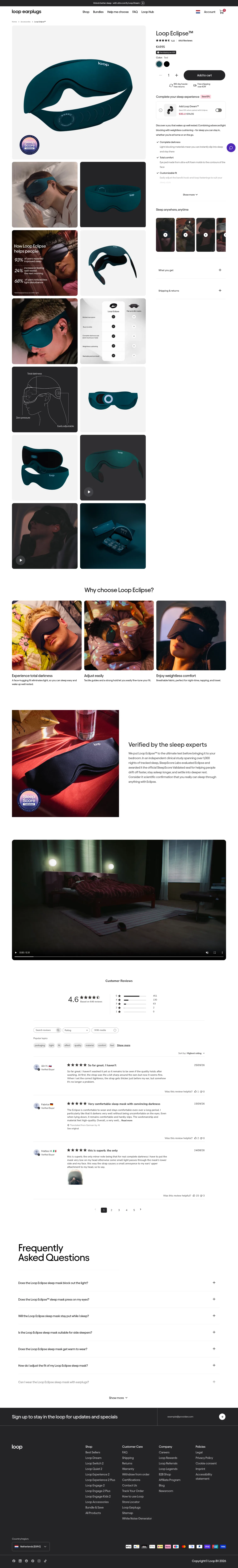 loopearplugs.com/products/eclipse on desktop, full screenshot