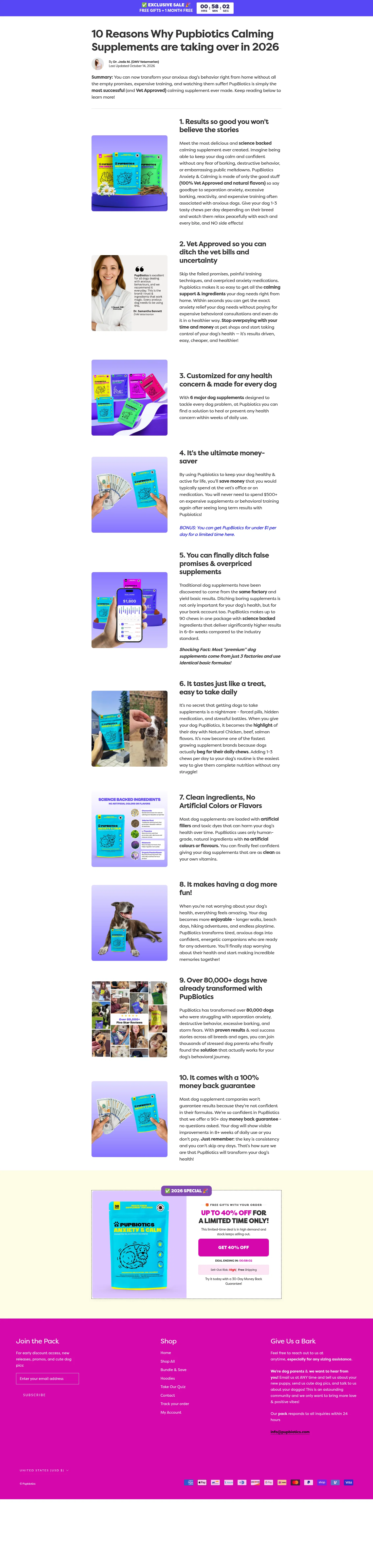 Pupbiotics landing page