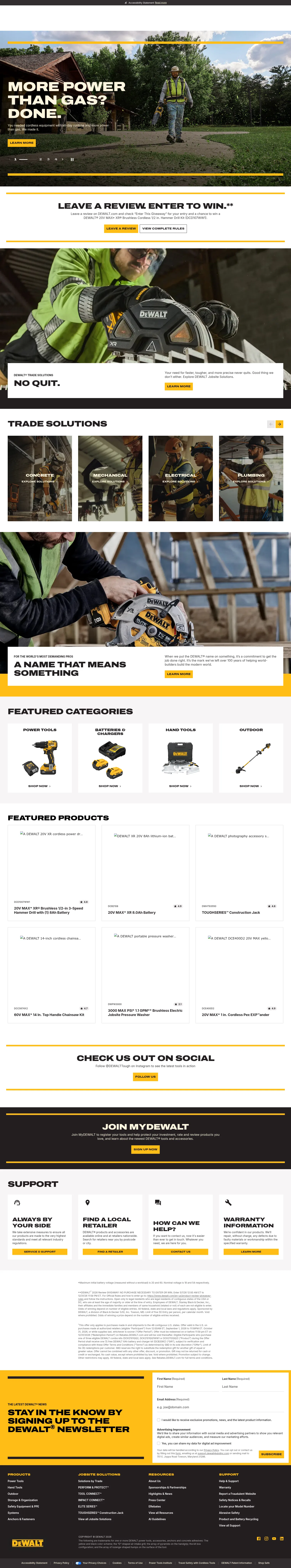 dewalt.com/en-us on desktop, full screenshot