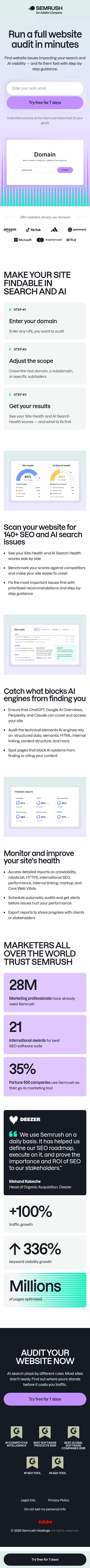 semrush.com/lp/website-audit-1/en on mobile, full screenshot