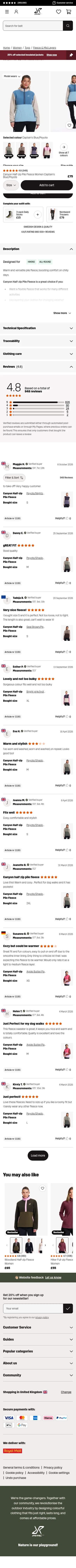 revolutionrace.co.uk/women/tops/fleece/canyon-half-zip-pile-fleece-women on mobile, full screenshot