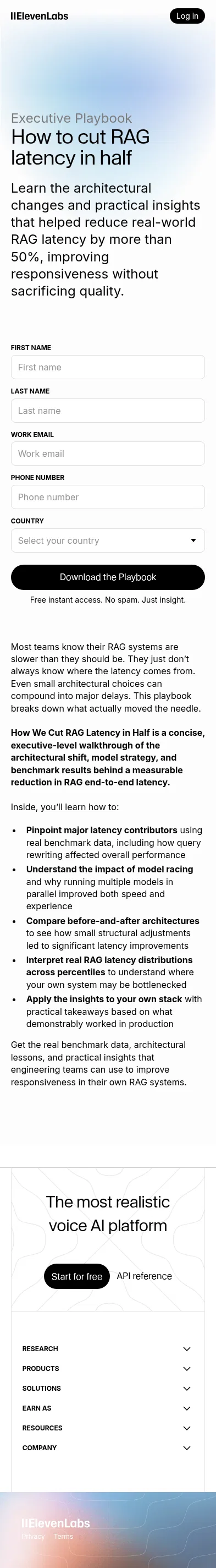 start.elevenlabs.io/w/8 on mobile, full screenshot
