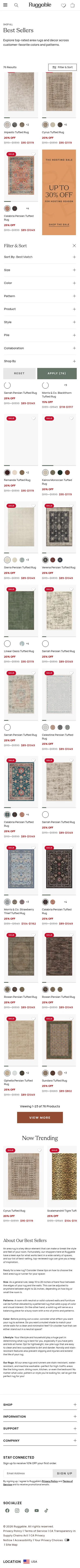 ruggable.com/collections/best-sellers on mobile, full screenshot