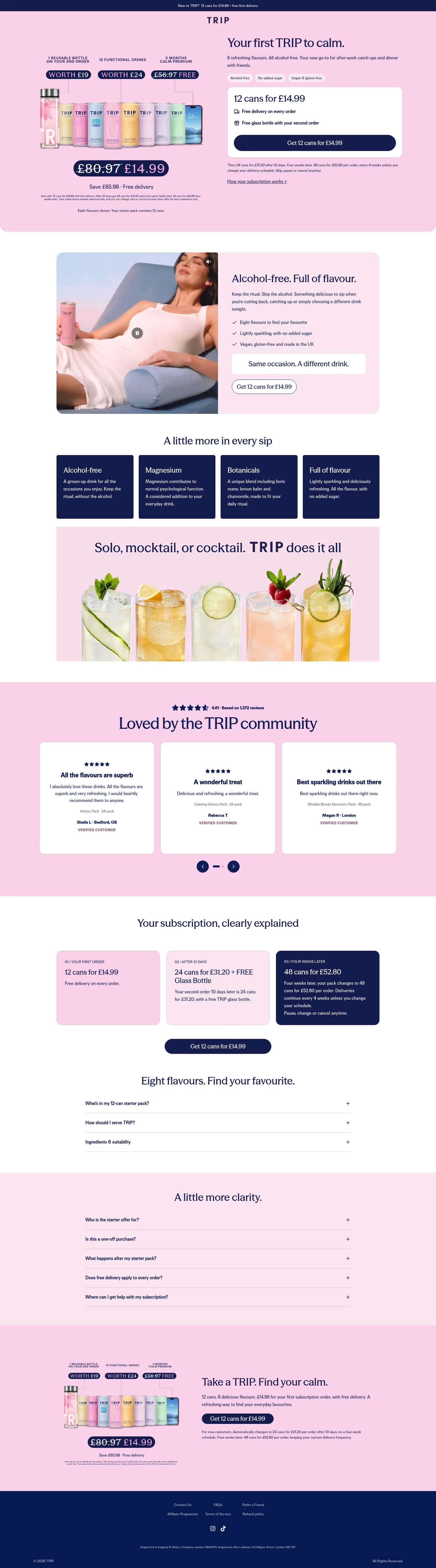 try.drink-trip.com/starter-pack on desktop, full screenshot