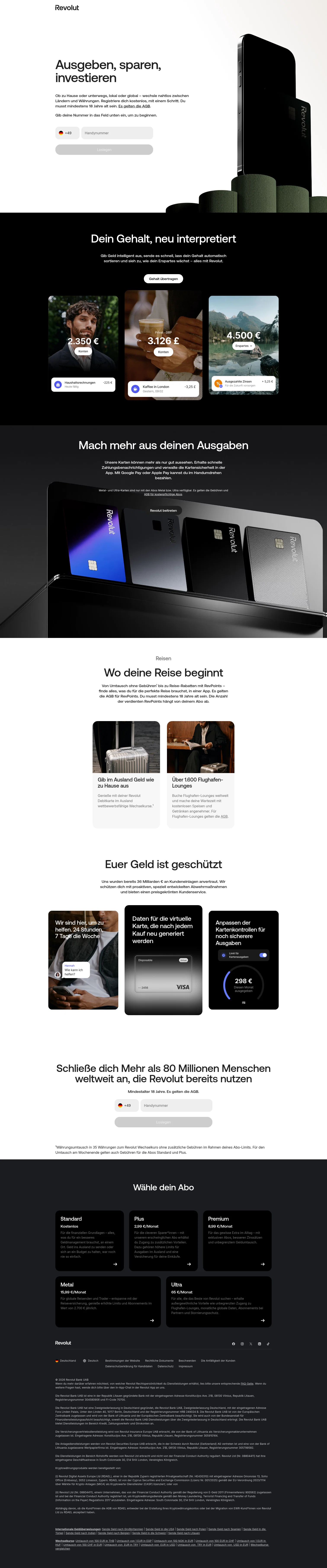Revolut landing page